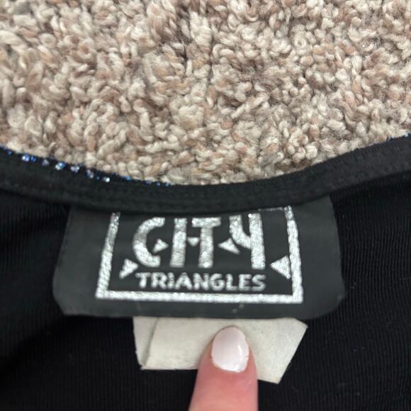 VTG City Triangles Sparkly Maxi Bodycon Formal Gown M One Shoulder Prom Y2K - Picture 12 of 12